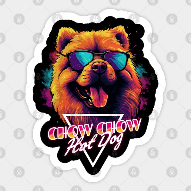 Retro Wave Chow Chow Hot Dog Shirt Sticker by Miami Neon Designs